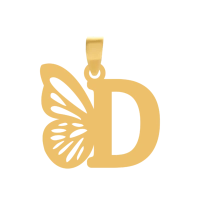 آویز حرف D و پروانه طلای ۱۸ عیار با جلوه مات و براق