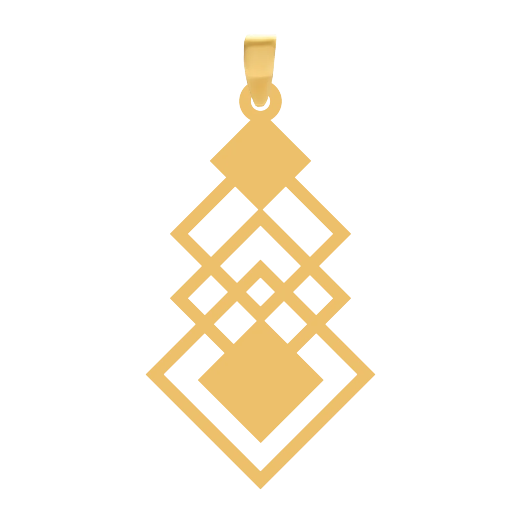 آویز هندسی لوزی طلا برش لیزری با طرح مینیمال خطوط لوزی