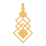 آویز هندسی لوزی طلا برش لیزری با طرح مینیمال خطوط لوزی
