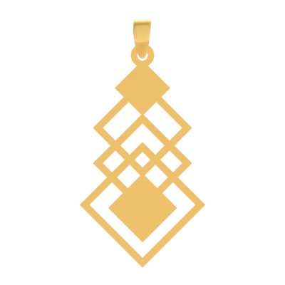 آویز هندسی لوزی طلا برش لیزری با طرح مینیمال خطوط لوزی