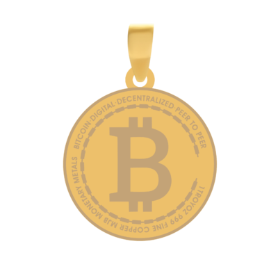 آویز بیت کوین طلا برش لیزری