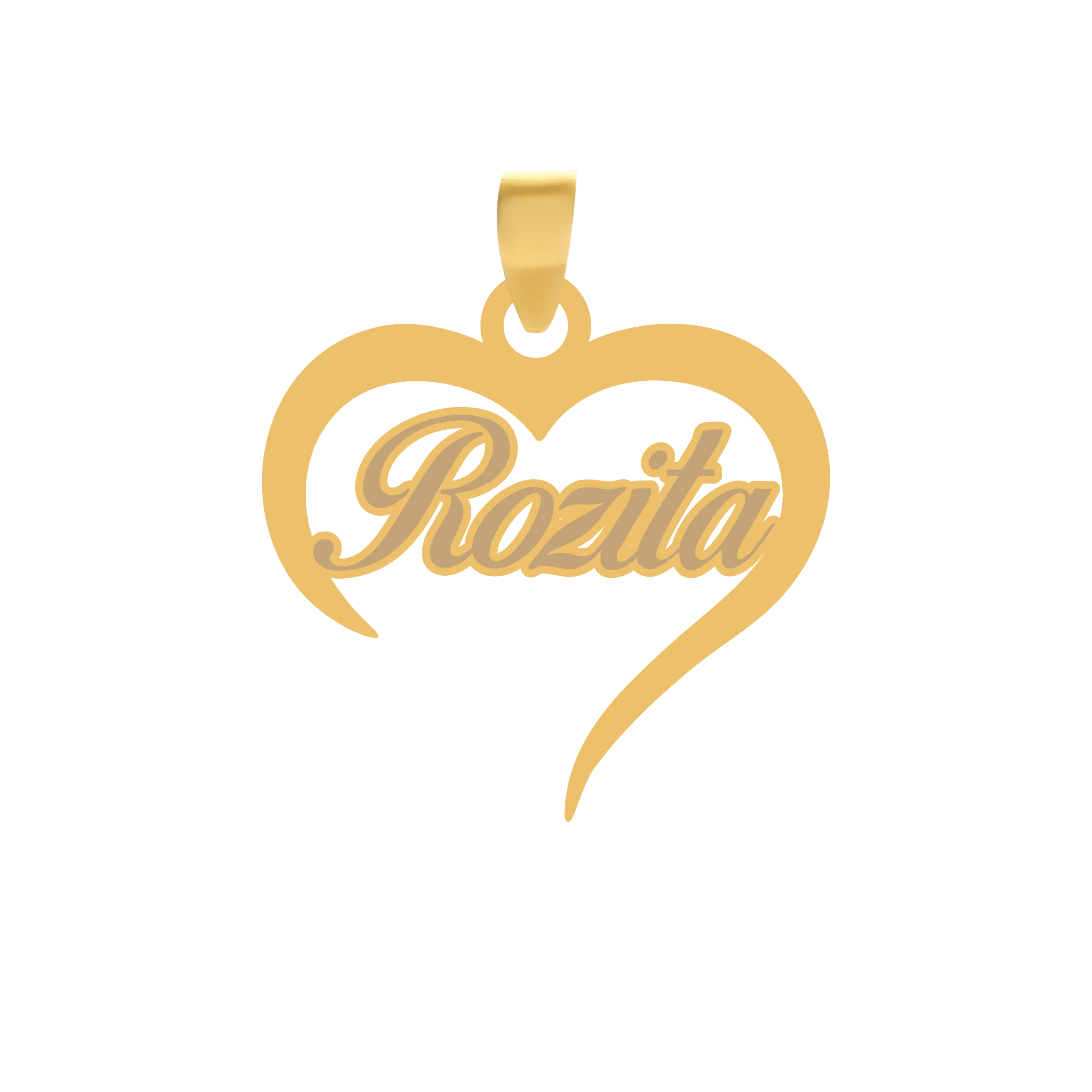 رزیتا-لاتین-قلب آویز گردنبند طلا ۱۸ عیار قلب اسم رزیتا لاتین