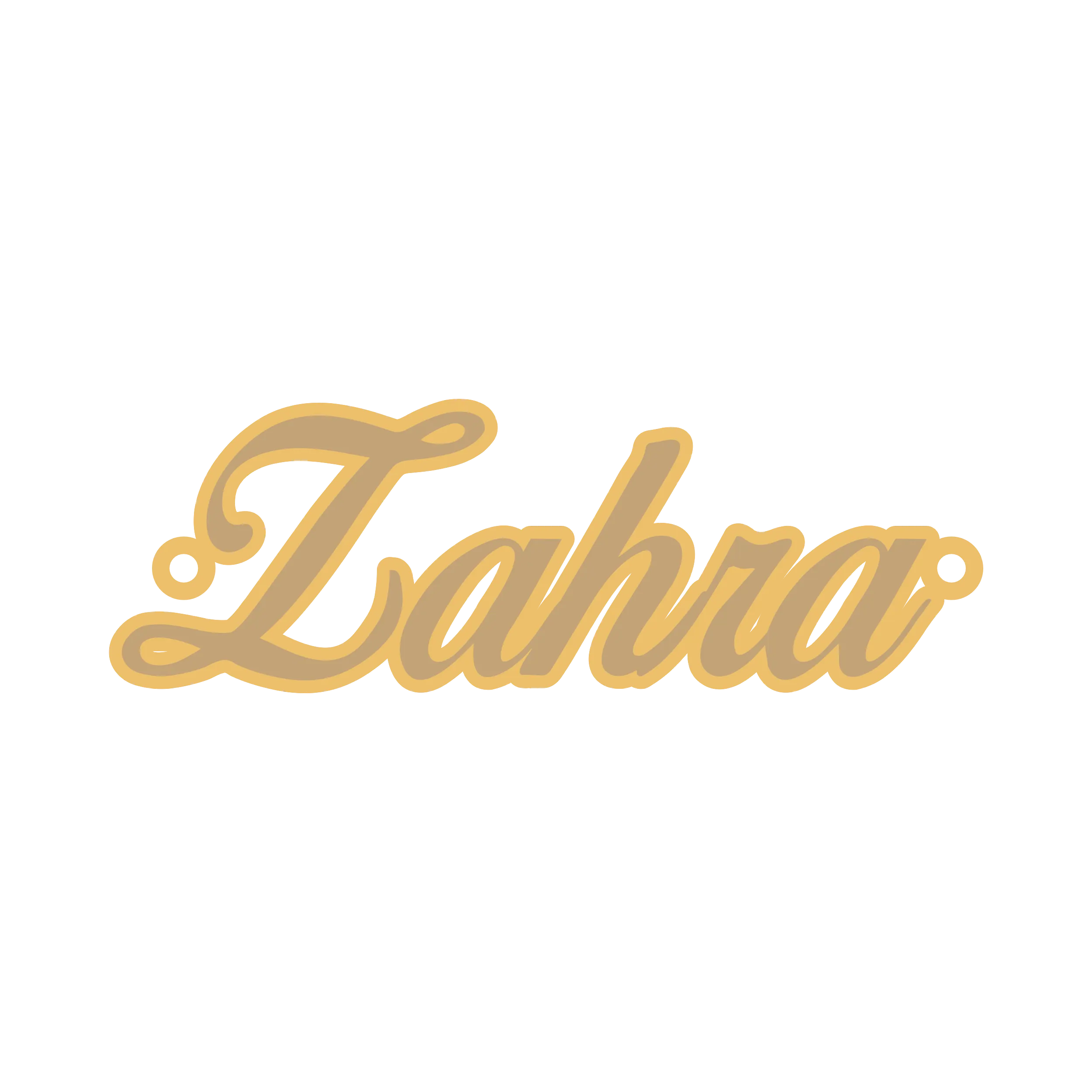 زهرا-لاتین آویز گردنبند طلا ۱۸ عیار اسم زهرا لاتین